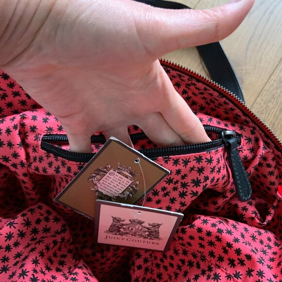 Juicy Couture Red Velvet Tote Handbag Vintage Retro 2000s Y2K Unique - Picture 9 of 16